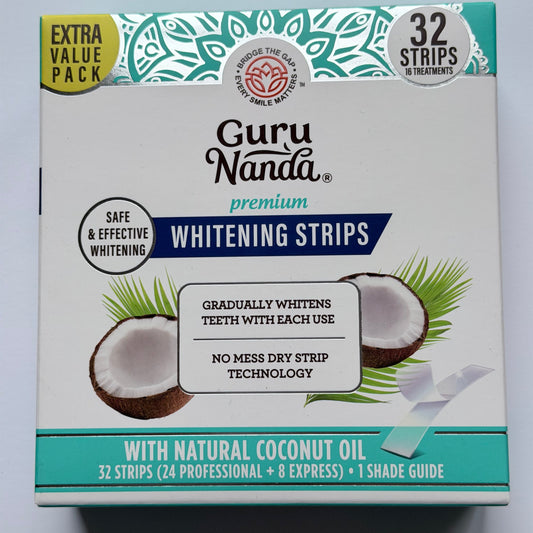 Paski wybielające Guru Nanda Premium Whitening Strips z olejem kokosowym (32 paski)